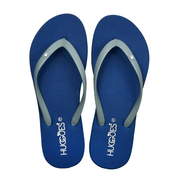 HUGGOES Cosmic Natural Rubber Comfort Flip Flops for Women - Navy/Grey