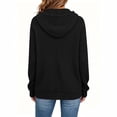 thumbnail image 4 of Women's Ribbed Knit Hoodies Half Button V Neck Drawstring Hooded Sweatshirt Long Sleeve Loose Casual Pullover Tops for Fall Winter Black, 4 of 6