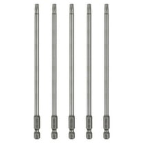Uxcell 5pcs T25 Torx Head Screwdriver Bit 1/4" Hex Shank 6" (150mm) Long Magnetic No Hole Tip 6 Point Star Screw Driver