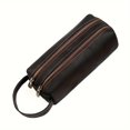 thumbnail image 1 of QJUHUNG Sac à Main Rétro Classique pour Hommes en Cuir Véritable de Cheval Fou, Sac de Rangement à Double Fermeture Éclair pour Stylo, Rasoir, Brosse, Sac Poignet en Cuir de Vache Pleine Fleur, 1 of 7