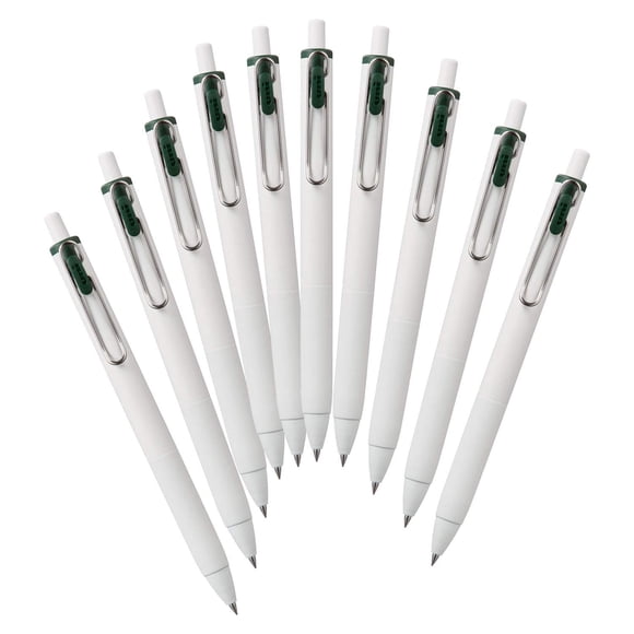 Bolígrafos de gel Mitsubishi Uni-Ball One 0,38 mm verde negro, paquete de 10