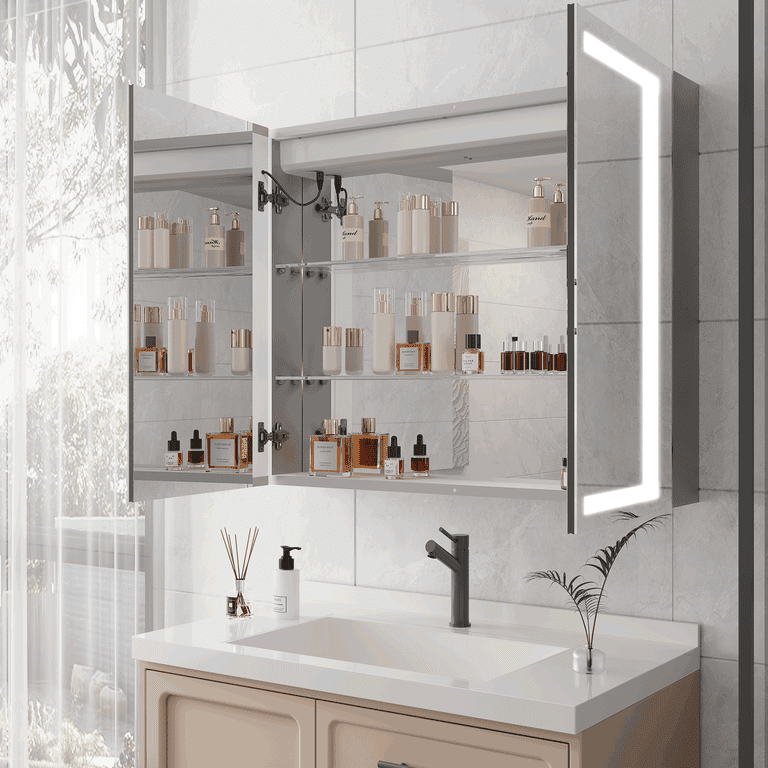 36 x 30 inch Medicine Cabinet with LED Vanity Mirror Anti Fog