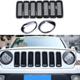 thumbnail image 3 of 9Pcs Front Grille Grill Mesh Grille Insert Kit + Style Headlight Lamp Cover Trim for Patriot 2011-2016, 3 of 6