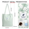 thumbnail image 4 of Ayieyill Corduroy Tote Bag for Women Girl Canvas Shoulder Cord Purse with Inner Pocket (Mint Green Grid), 4 of 6