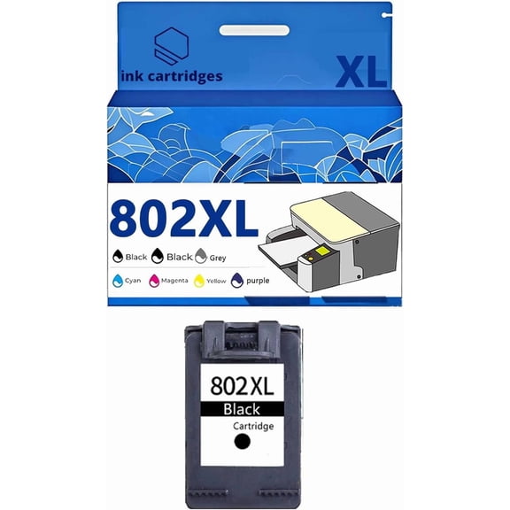 802 802XL CH563ZZ CH564ZZ Ink Cartridges Compatible for 1510 1050 1000 1010 1101 1102 2050 Printers, Leak-Proof Design Crisp Printing, Home & Office Use