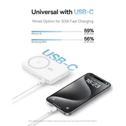 Baseus Qi2 MagSafe Power Bank, PicoGo 5000mAh Wireless Portable Charger with 360° Rotatable Ring Stand, Magnetic Power Bank for iPhone 16/15/14,White