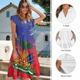 thumbnail image 6 of Garronmavis Haiti Flag Matching Couple Outfits Husban and Wife Clothing Men's Button Down Summer Beach Shirt Blouse and Womens Short Sleeve Dress Flowy Hawaiian Sundress, 6 of 7