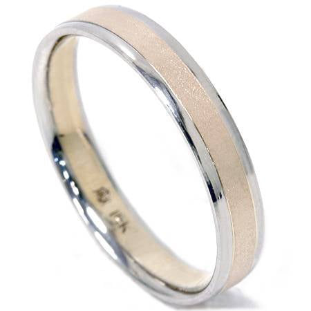 4mm 14K Gold Two Tone Comfort Fit Wedding Ring Band