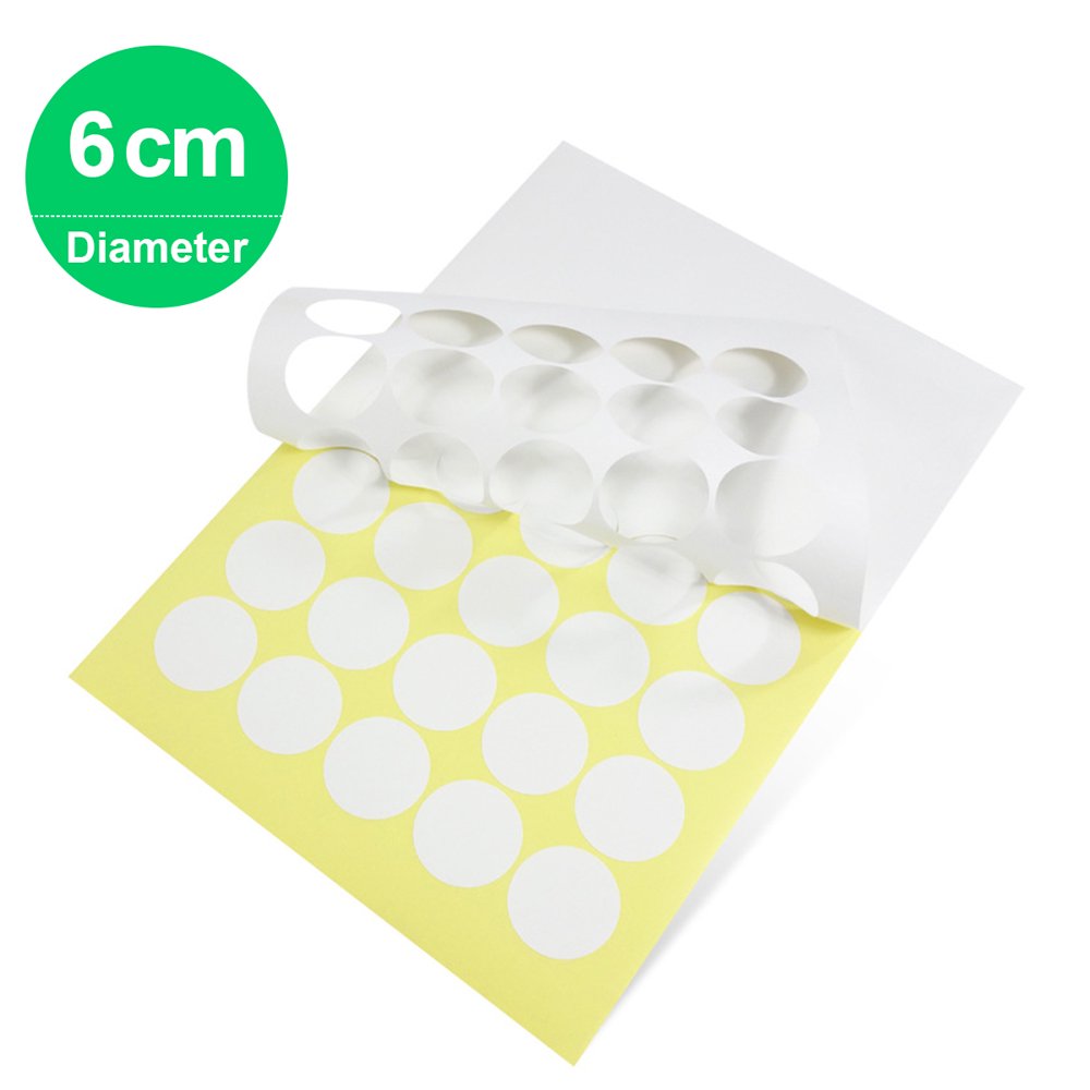 20 Sheets Round Sticker Paper Blank White Adhesive Labels Shipping