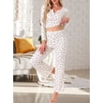 thumbnail image 2 of DARING DIVA Women's Pajama Sets Cherry Print Ruffled Long Sleeve Top and Pants XL Apricot, 2 of 6