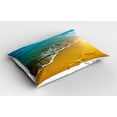 thumbnail image 2 of Ambesonne Scenery Pillow Sham 2 Pack, Caribbean Ocean, 26"x20", Pale Blue and Marigold, 2 of 3