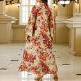thumbnail image 4 of Aueoeo Abayas Dresss for Women Muslim Applique Long Sleeve Maxi Dress Flower Printed Loose Full Cover Islamic Dubai Robe Kaftan Abayas, 4 of 5