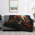 thumbnail image 2 of Yiaed Artistic Flower Butterfly Skull Print Blanket Throw Blanket Soft Cozy Flannel Blanket for Home Bed Sofa Couch Chair-80"x60", 2 of 6