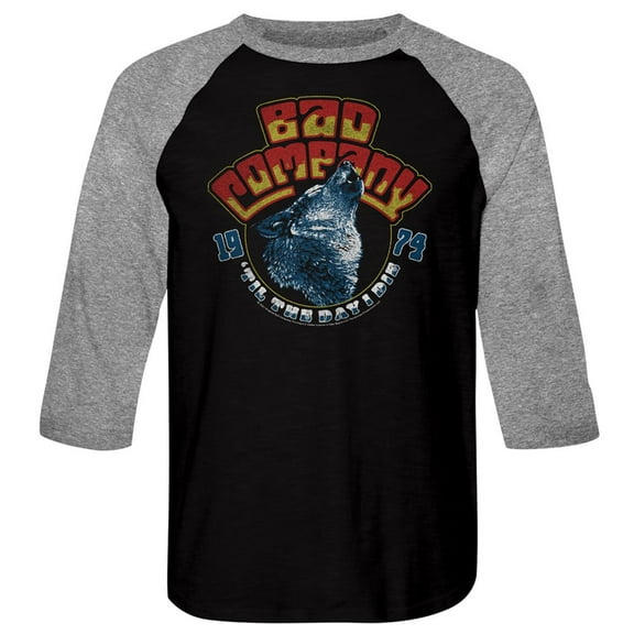 Bad Company Wolf Head 74 Vintage Black/Premium Heather Adult 3/4 Sleeve Raglan T-Shirt
