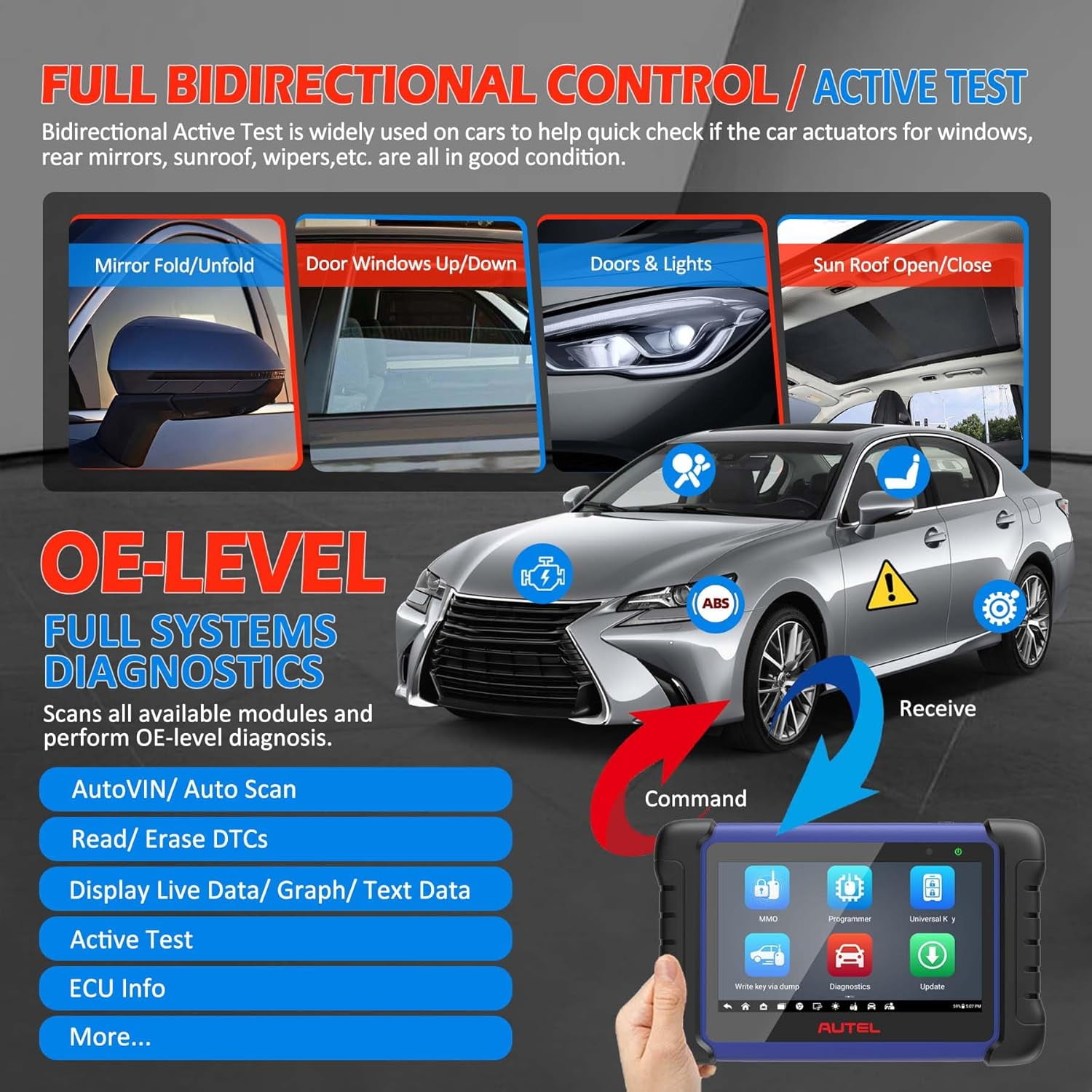 Autel IM508S Scanner with XP200, IMMO Key Programming Tool, All System Diagnostic Scanner, Bidirectional Scan, 3000+ Tests, 40+ Services, OE Diagnostics, Update of KM100/IM508