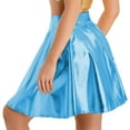 thumbnail image 5 of ZDHoor Women's High Waist Metallic Skirt Shiny Holographic Y2k Party Flared Pleated Skater Skirts Blue A XL, 5 of 6