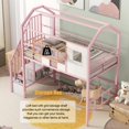thumbnail image 2 of Twin Loft Bed with Stairs, Metal House Loft Bed with Storage Box, Heavy Duty Low Loft Bed Twin Size Frame-Pink, 2 of 9