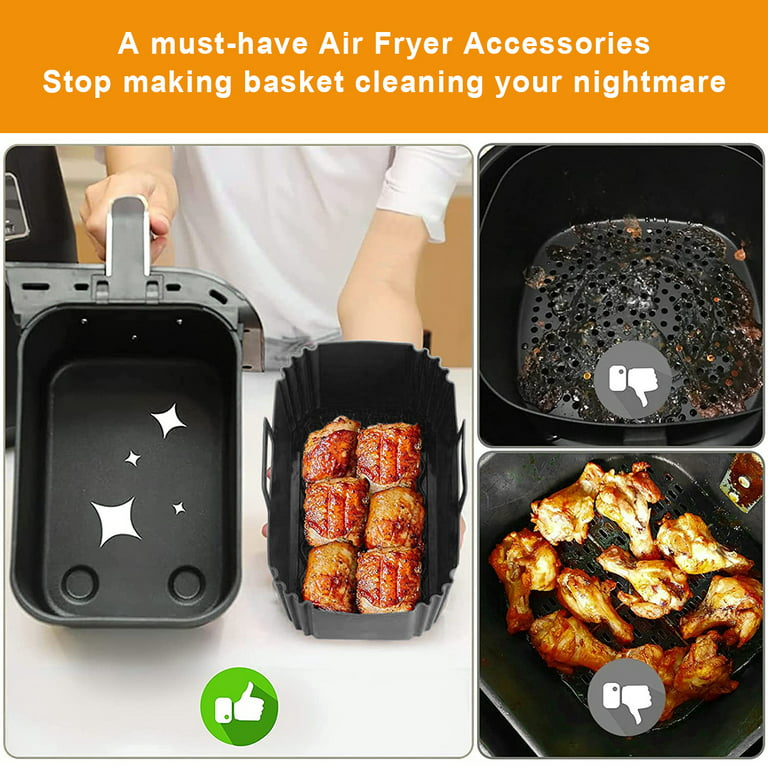 ODOMY 2Pcs Air Fryer Silicone Pot with Handle,Rectangle Baking Pan Air  Fryer Accessories Liners for Air Fryer Oven Microwave