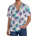 thumbnail image 3 of Wukai Palm Leaves Men's Casual Short-Sleeve Button Down Shirt - Lightweight Summer Dress Shirt for Daily Wear-X-Large, 3 of 7