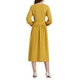 thumbnail image 3 of Vestido de suéter A-Line para mujer INSPIRE CHIC 2025 con cuello en V, de manga larga, tejido acanalado, talla S, color amarillo oscuro, 3 of 5