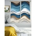thumbnail image 2 of Blue Beige Ombre Sheer Curtains 63 Inch Length 2 Panels Set, Moire Geometric Abstract Modern Voile Window Treatment Rod Pocket Curtains Sheers Drapes for Bedroom/Living Room/Kitchen 52x"63"x2, 2 of 7