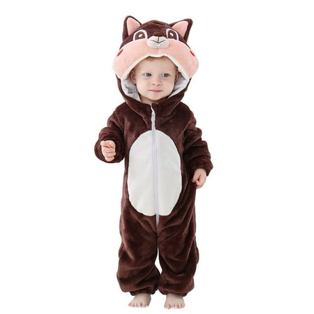 

SYNPOS Baby Fleece Jumpsuit Outfit Hooded Cartoon Animal Winter Coat Infant Rompers Toddler Clothing Bodysuit