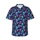 thumbnail image 1 of Fotbe purple flower blue Skull Camisa Hawaiana para Hombre Unisex – Camisa Casual de Verano con Botones de Manga Corta de Algodón y Lino,Large, 1 of 7