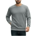 thumbnail image 3 of VBTAPA Chandail Molletonné à Col Rond pour Hommes avec Poche, Décontracté et Stylé, Manches Longues, Haut à Enfiler Uni de Base, Gris, TG, 3 of 8