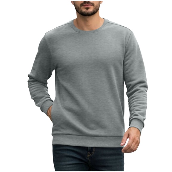 Kalauyu Mens Long Sleeve Shirt - Soft Casual Full Sleeves Crew Neck T Shirts for Men
