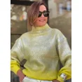 thumbnail image 5 of Suéter de cuello alto de manga larga con degradado brillante para mujer, suéter de punto holgado y cálido, tops de calle para desplazamientos diarios de otoño para mujer, 5 of 5