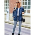 thumbnail image 4 of Womens Jean Jackets Long Sleeve Fashion Button Down Denim Jacket with Pockets Dark Blue M, 4 of 7