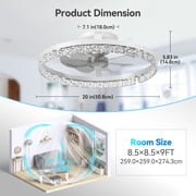 Ceiling Fans with Lights and Remote, 20 Low Profile Ceiling Fans, 3000-6000K Dimmable Modern Flush Mount LED Fan Light, Fandelier Ceiling Fan for Bedroom, Kitchen, Living Room, White