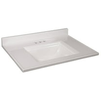 Camilla Cultured Marble Center Mount Rectangle Bowl Vanity Top with Backsplash in Solid White