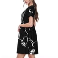 thumbnail image 2 of Picia Animal Bulldog Pattern Women's Short Sleeve Summer Dress Pleated Loose Swing Knee Length Short Sleeve Swing Dresses, 2 of 6