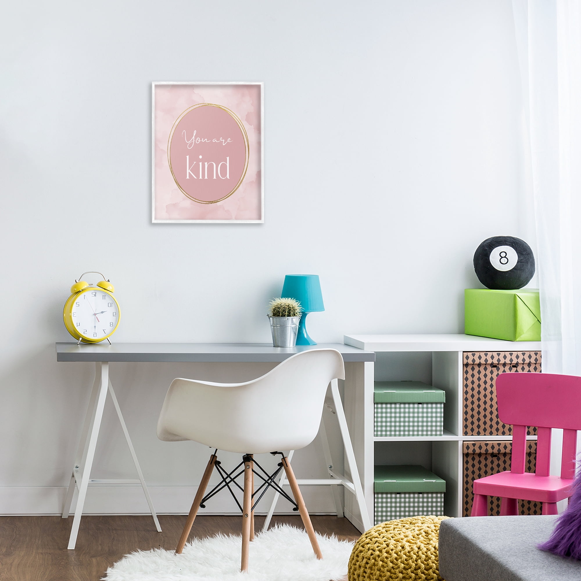 Stupell Industries Pink Golden Affirmation White Framed Giclee Art, design by Christine Simpson Art