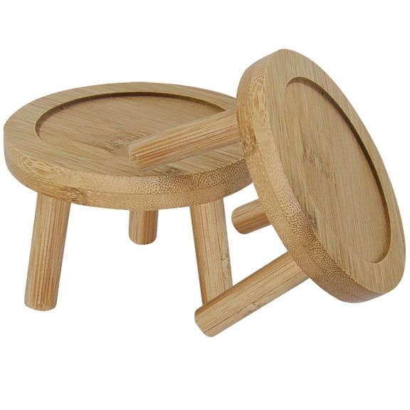 2 Pcs Flower Pot Base Saucer Planter Tray Wood Indoor Plants Shelf Stand Cactus