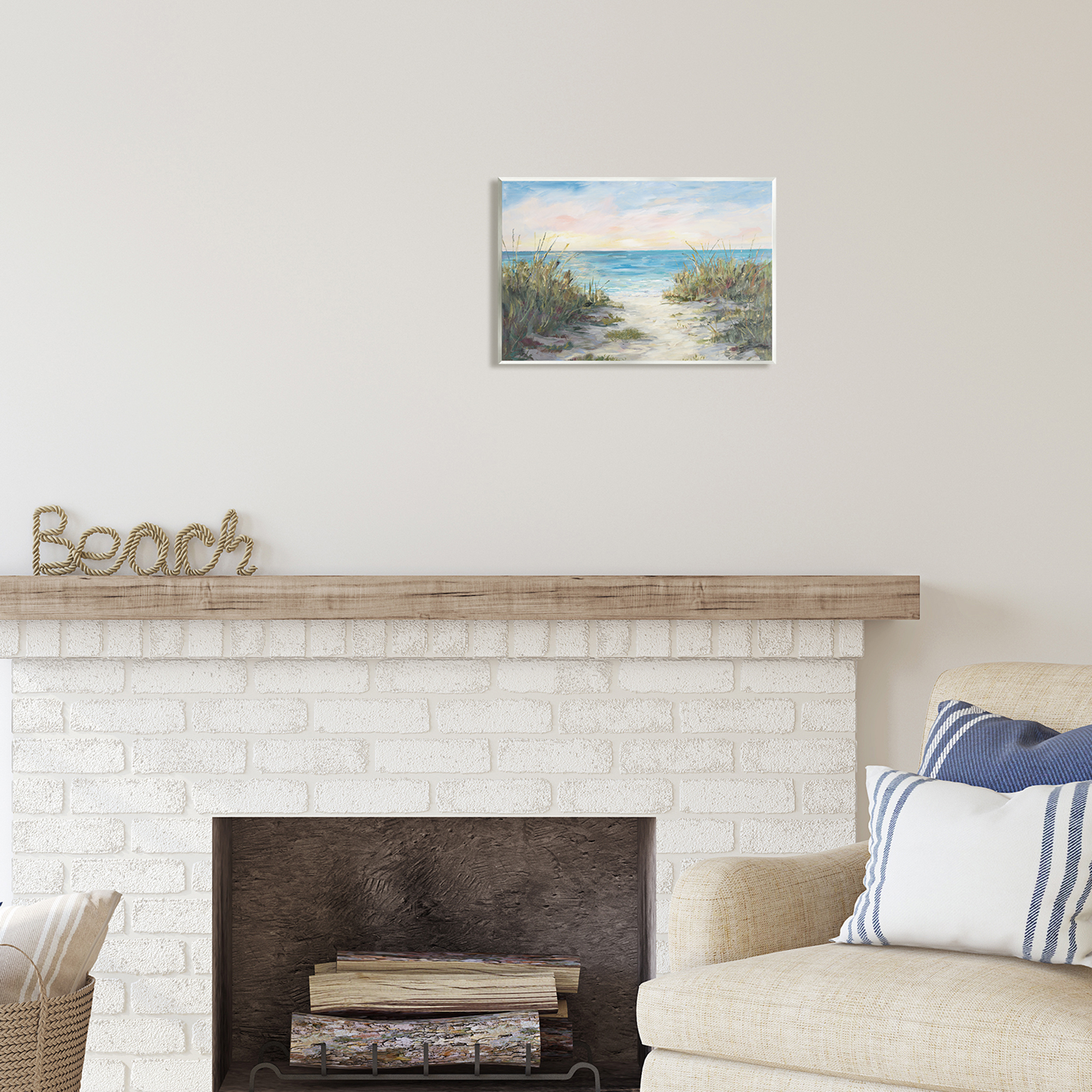 Stupell Industries Sea Grass Ocean Path Nature Painting Unframed Art Print Wall Art, 15 x 10