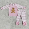 thumbnail image 1 of Conjunto bordado de Navidad para niños, ropa de dormir de algodón con pan de jengibre y caramelo, pantalones a cuadros, conjunto de ropa de dormir para niña, pijamas para niños pequeños, 1 of 2
