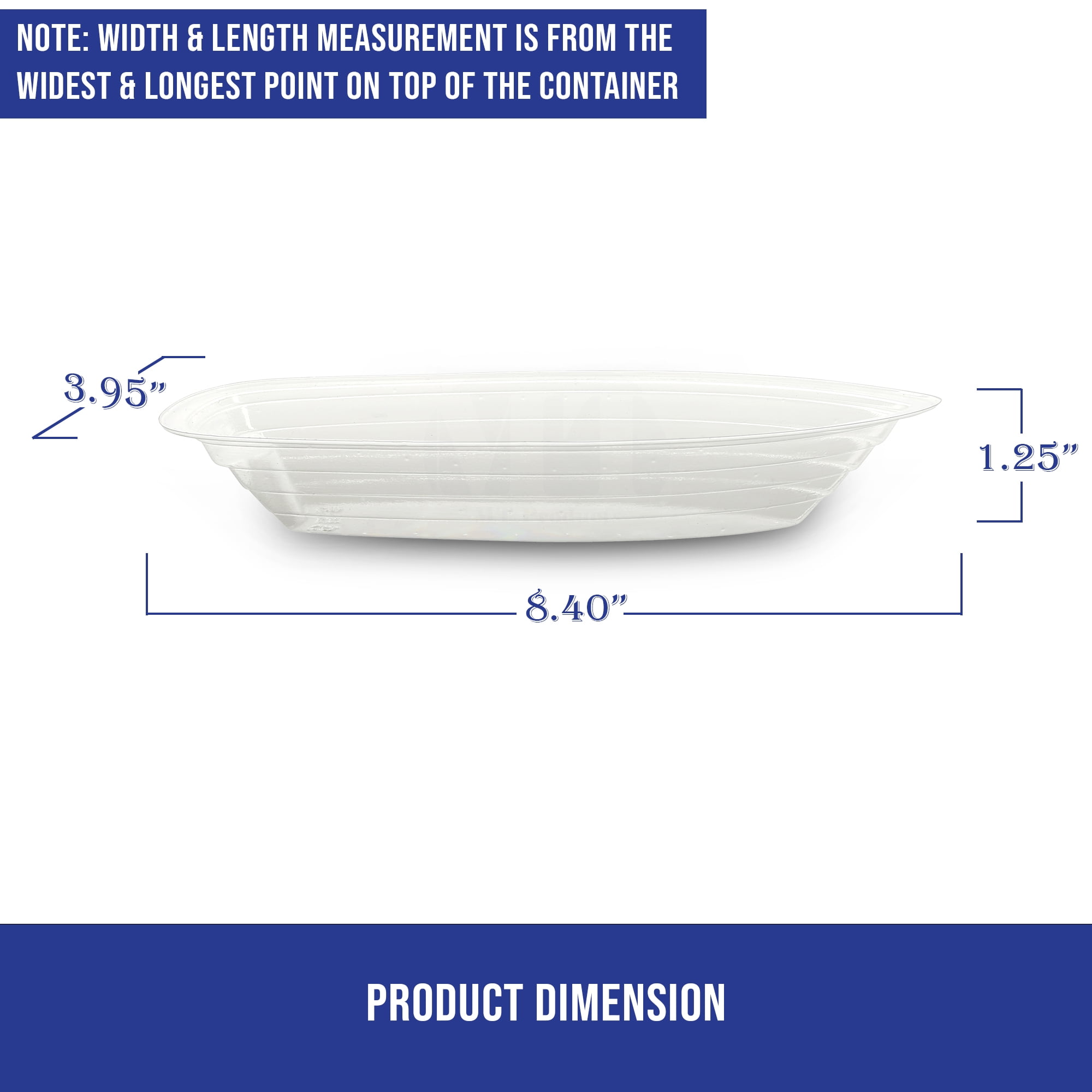MT Products Clear Plastic Banana Split Boats 8 oz, Disposable Bowls, Pack of 60