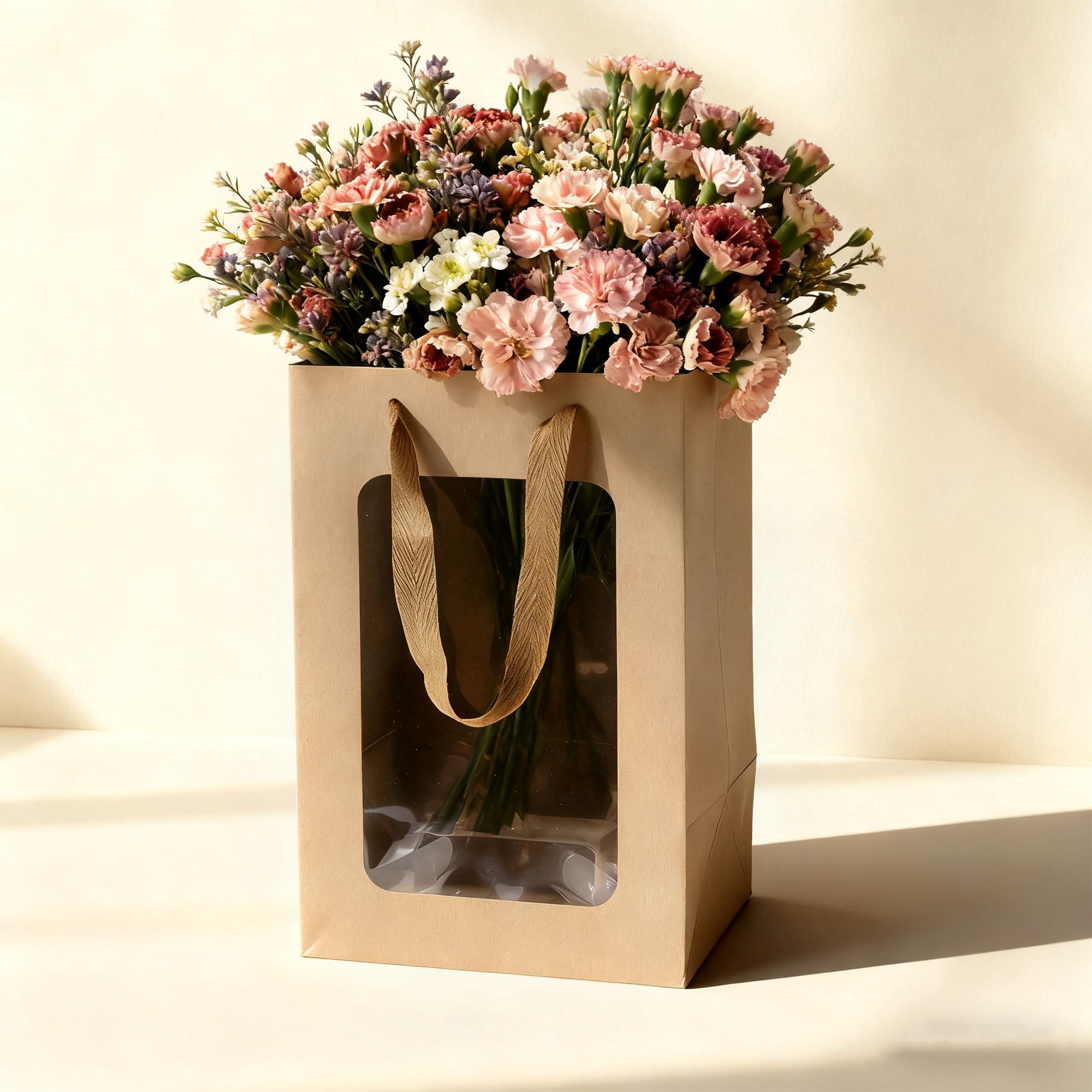 Unique Bargains Handheld Gift Bags for Various Occasions 1 Pc Brown Small