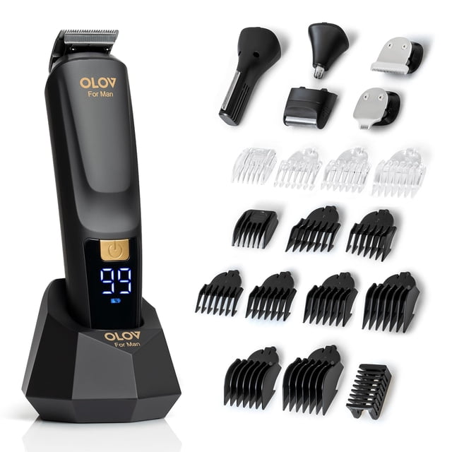 Recortadora de barba, kit de cuidado masculino todo en uno de 21 piezas y cortadora de cabello, para nariz, orejas, cu