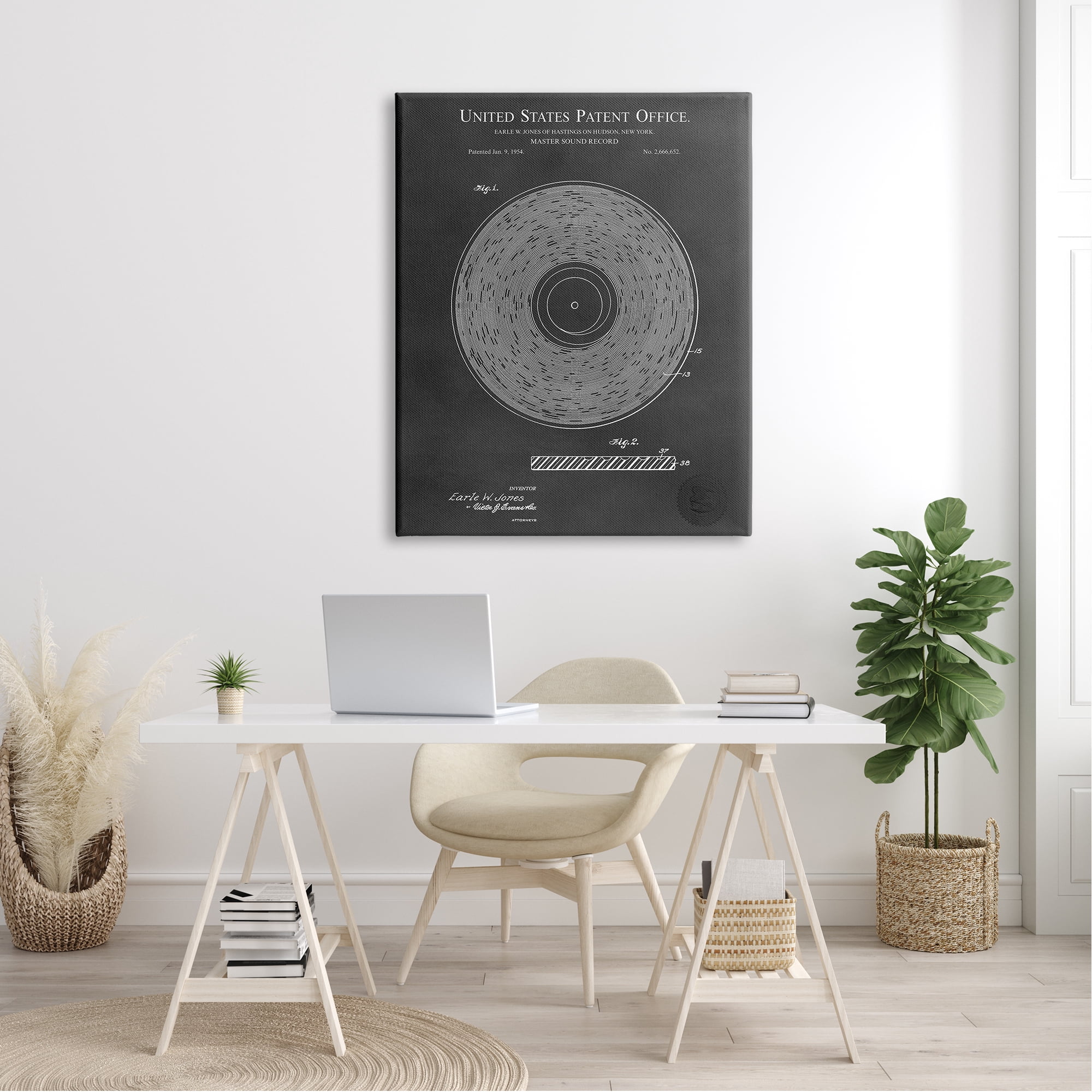 Stupell Industries Master Sound Record Music Diagram Detailed Design Canvas Wall Art, 36 x 48, Design by Karl Hronek