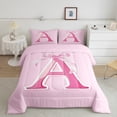 thumbnail image 2 of Manfei Girls Cartoon Ribbon Bow Initial A 2pcs Twin Comforter Set - Dreamy Princess Style, 2 of 8
