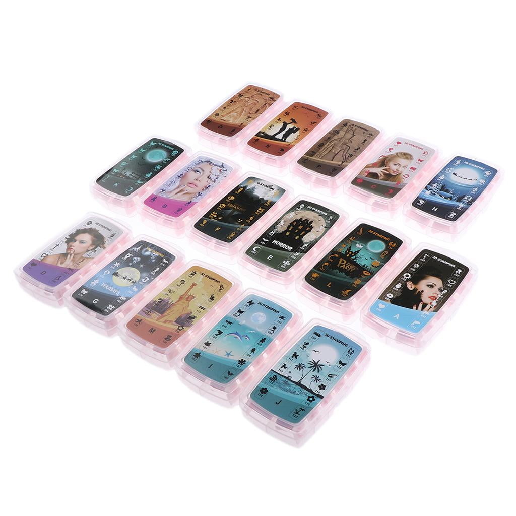 EHJRE 20 Pcs Nail Art Tips Sticker Flower&Starry Decal Set+192 Style Nails Stamper