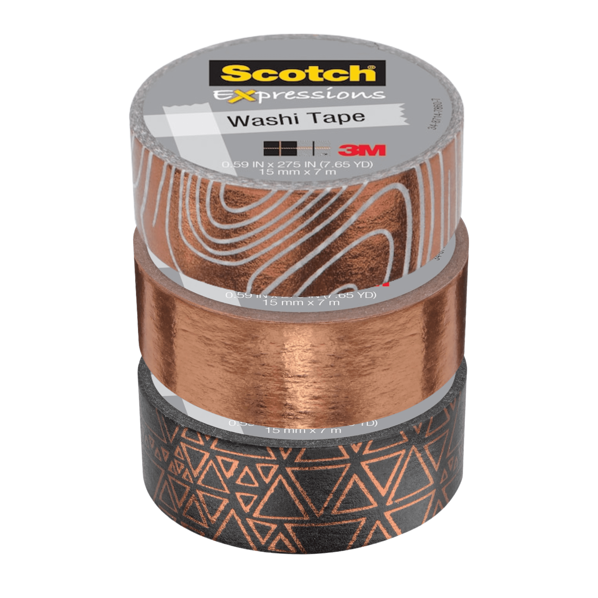 Scotch Expressions Foil Washi Tape: 0.59 in. x 393 in. (Navy Blue & Gold) [6-pack]