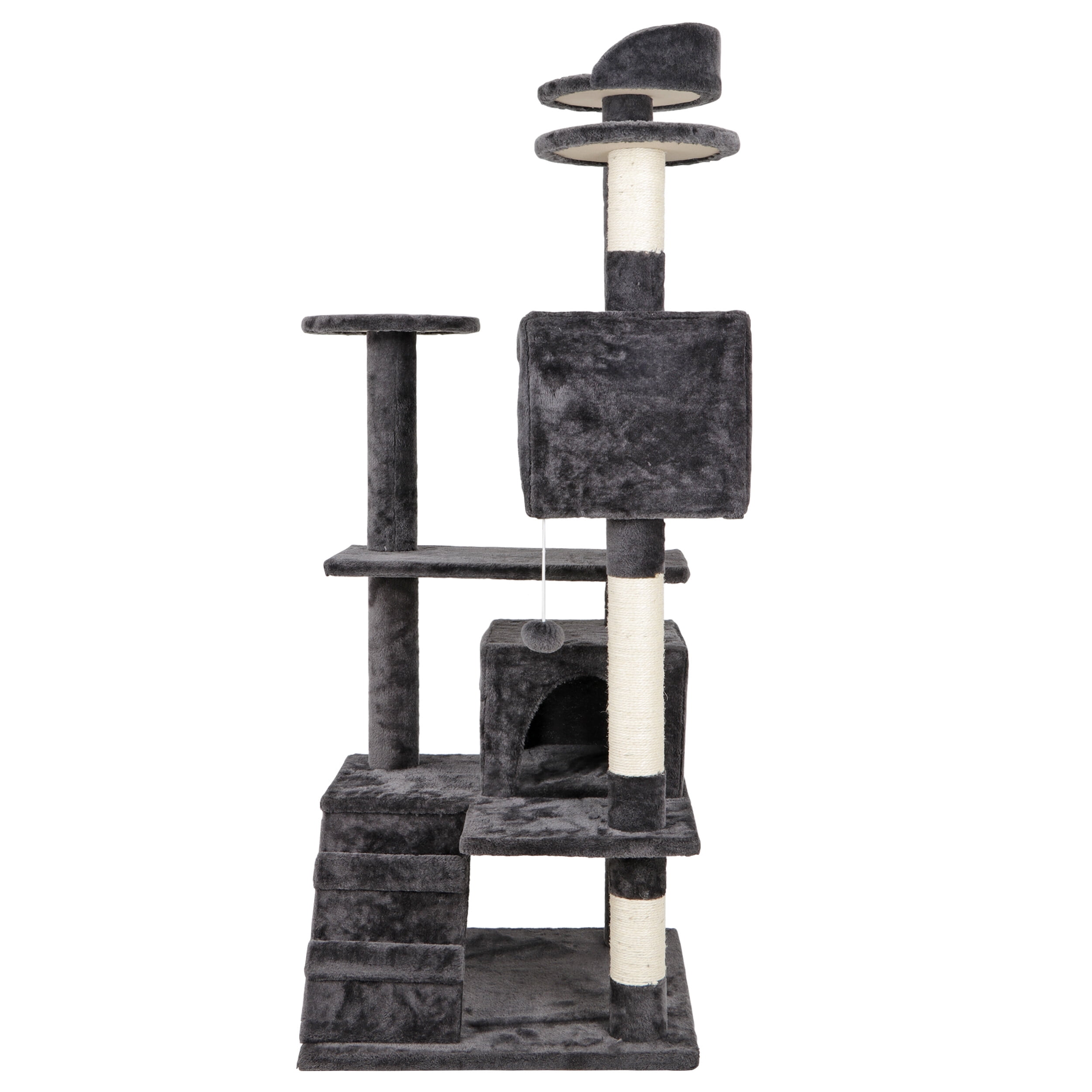 HomGarden 53-inch Cat Tree Cat Tower Condo W/Scratching Posts, Kitten Play House Dark Gray