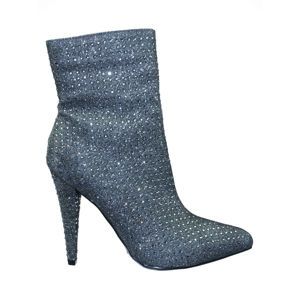 Forever Link - Rhinestone Studded Stiletto Bootie- Womens Crystal Ankle ...