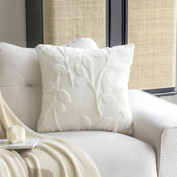ARLAJO Decorative Throw Pillows for Couch 18X18" Plush Jacquard Pillow Accent Pillow for Couch Sofa Living Room Home Decor,1Pack,White
