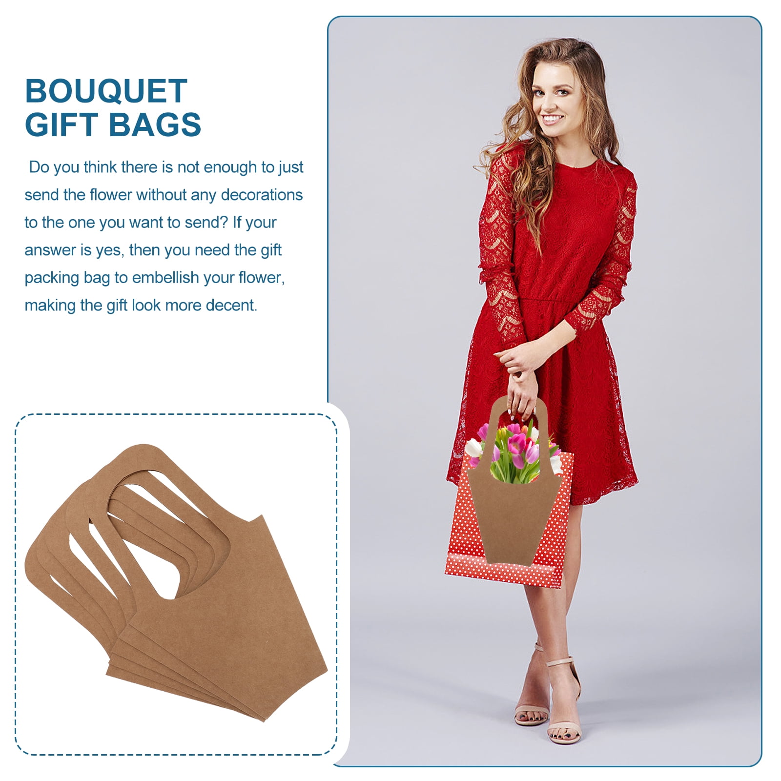 SOPOTUTU Khaki Bouquet Wrapping Bags Practical Design for Fresh Plants 20Pcs