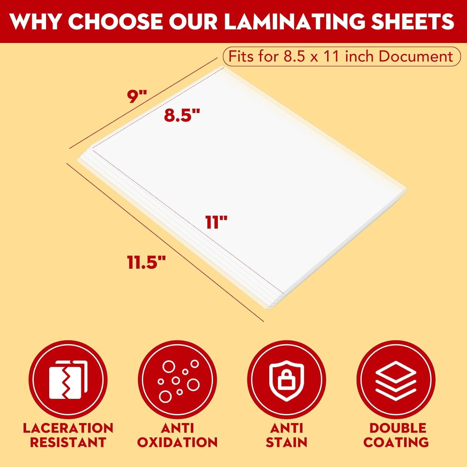 500 Pack Laminating Sheets,Holds 8.5 x 11 Inch Sheets,Thermal Laminating Pouches, 3 Mil, 9 x 11.5 Inches Lamination Sheet Paper for Laminator, Round Corner Letter Size